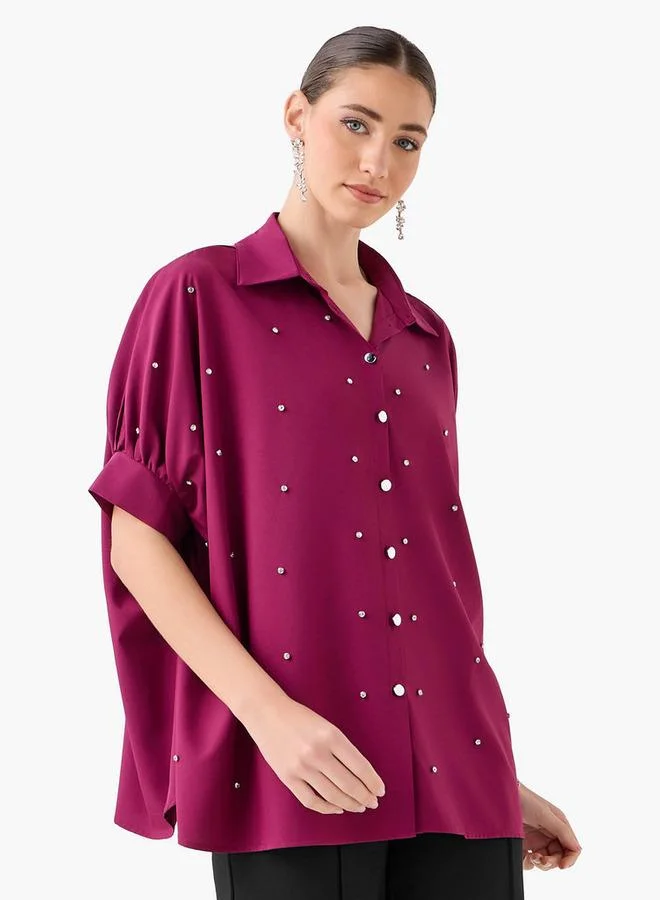 Splash FAV Kaftan Shirt with Embellished Detail